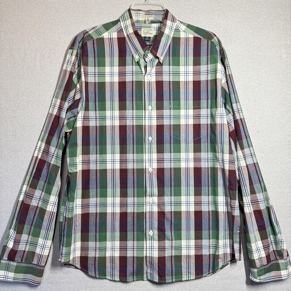J.Crew Shirt Mens XL Green Plaid Slim Long Sleeve Button Down Cotton Casual